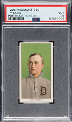 1909-1911 T206 White Border Ty Cobb Portrait Green Background PSA VG+ 3.5