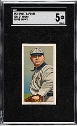 1909-1911 T206 White Border Cy Young Glove Shows SGC EX 5