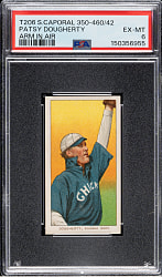 1909-1911 T206 White Border Patsy Dougherty Arm In Air PSA EX-MT 6
