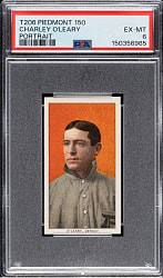 1909-1911 T206 White Border Charley O'Leary Portrait PSA EX-MT 6
