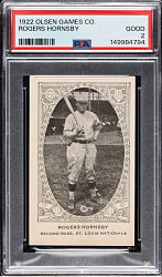 Newly Discovered 1922 Olsen Games Co. Rogers Hornsby PSA GOOD 2 - 1 of 1 - Highest Graded!
