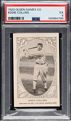 Newly Discovered 1922 Olsen Games Co. Eddie Collins PSA EX 5 - 1 of 1 - Highest Graded!