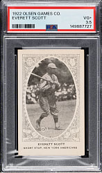 Newly Discovered 1922 Olsen Games Co. Everett Scott PSA VG+ 3.5 - 1 of 1 - Highest Graded!