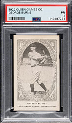 Newly Discovered 1922 Olsen Games Co. George Burns PSA POOR 1 - 1 of 2 - Highest Graded!