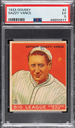 1933 R319 Goudey #2 Dazzy Vance PSA EX 5