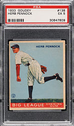1933 R319 Goudey #138 Herb Pennock PSA EX 5