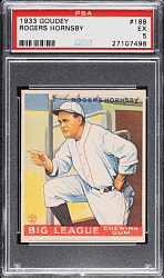1933 R319 Goudey #188 Rogers Hornsby PSA EX 5