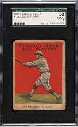 1915 E145 Cracker Jack #128 Louis Evans SGC GOOD 30
