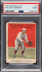 1915 E145 Cracker Jack #27 William Carrigan PSA GOOD 2