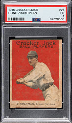 1915 E145 Cracker Jack #21 Heinie Zimmerman PSA POOR 1