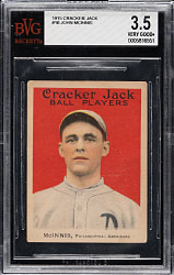 1915 E145 Cracker Jack #10 John McInnis BVG VG+ 3.5