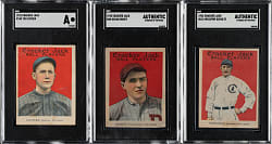 1915 E145 Cracker Jack SGC Authentic Trio