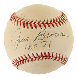Jim Brown Signed Baseball with "HOF 71" Inscription - JSA
