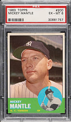 1963 Topps #200 Mickey Mantle PSA EX-MT 6