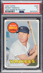 1969 Topps #500 Mickey Mantle PSA EX 5