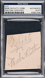 Babe Ruth and Ty Cobb Dual-Signed Cut Signature - PSA/DNA