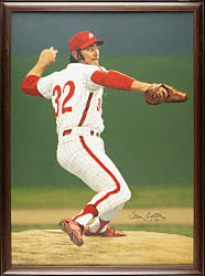 Steve Carlton Signed Original Painting by Arthur K. Miller