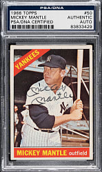 Signed 1966 Topps #50 Mickey Mantle - PSA/DNA