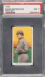 1909-1911 T206 White Border Roger Bresnahan with Bat PSA NM 7