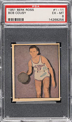 1951 Berk Ross "Hit Parade of Champions" Basketball #1-11 Bob Cousy Rookie PSA EX-MT 6