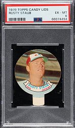 1970 Topps Candy Lids Rusty Staub PSA EX-MT 6