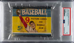 1955 Bowman Unopened Five-Cent Wax Pack PSA VG 3 - Robin Roberts on Back