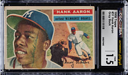 Signed 1956 Topps #31 Hank Aaron White Back CGC/JSA FAIR 1.5
