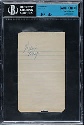 Vintage 1950s Willie Mays Signed Notebook Page - Beckett/JSA