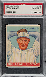 1933 R319 Goudey #73 Jesse Haines PSA EX-MT 6