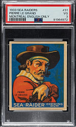 1933 R124 World Wide Gum (Canadian Goudey) "Sea Raiders" #31 Pierre Le Grand High Number PSA VG 3