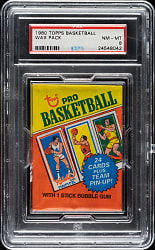 1980-1981 Topps Basketball Unopened Wax Pack PSA NM-MT 8 - Larry Bird and Magic Johnson Rookie Year