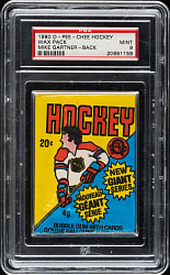 1980-1981 O-Pee-Chee Hockey Unopened Wax Pack PSA MINT 9 - Mike Gartner on Back