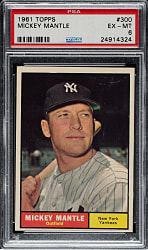 1961 Topps #300 Mickey Mantle PSA EX-MT 6
