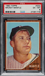 1962 Topps #200 Mickey Mantle PSA EX-MT 6