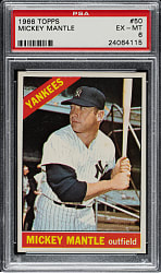 1966 Topps #50 Mickey Mantle PSA EX-MT 6