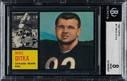 1962 Topps Football #17 Mike Ditka Rookie BGS NM-MT 8