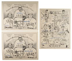 Negro League Legends Multi-Signed Limited-Edition Print Trio Including Monte Irvin, Buck Leonard, and Leon Day