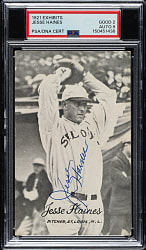 Signed 1921 Exhibits Jesse Haines Rookie PSA GOOD 2 with MINT 9 Signature
