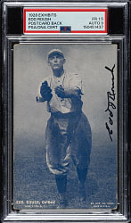 Signed 1928 Exhibits Edd Roush PSA FAIR 1.5 with MINT 9 Signature - Scarce "Post-Card Style" Back - The ONLY Graded Example!