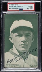 Signed 1927 Exhibits Billy Southworth PSA GOOD 2 with NM-MT 8 Signature
