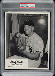 1950-1970 Rawlings Advisory Staff Mickey Mantle Seated with Glove PSA VG-EX 4
