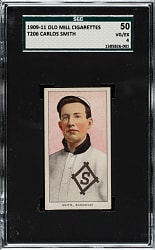 1909-1911 T206 White Border Carlos Smith Southern Leaguer SGC VG/EX 50 - Old Mill Back