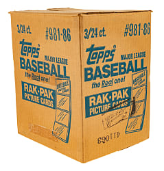 1986 Topps Factory-Sealed Unopened Rack Pack Case (3 Boxes, 72 Packs)