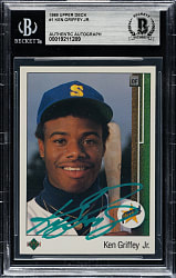 Signed 1989 Upper Deck #1 Ken Griffey Jr. Rookie - Beckett