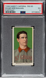 1909-1911 T206 White Border Roger Bresnahan Portrait PSA EX 5