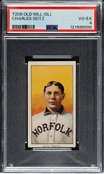 1909-1911 T206 White Border Charles Seitz Southern Leaguer PSA VG-EX 4 - Old Mill Back