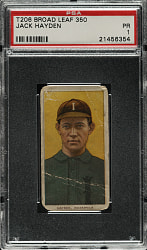 1909-1911 T206 White Border Jack Hayden PSA POOR 1 - Broad Leaf 350 Back