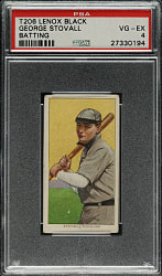 1909-1911 T206 White Border George Stovall Batting PSA VG-EX 4 - Black Lenox Back