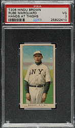 1909-1911 T206 White Border Rube Marquard Hands At Thighs PSA VG 3 - Brown Hindu Back