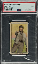 1909-1911 T206 White Border Nap Lajoie Throwing PSA POOR 1 - Brown Hindu Back